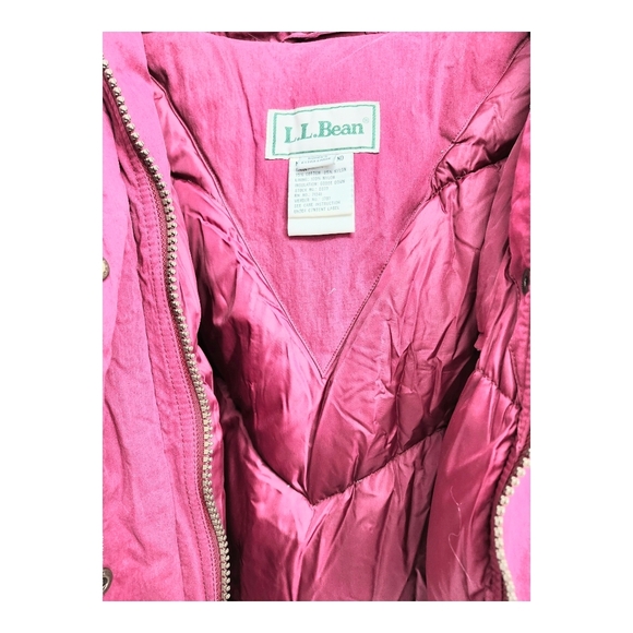 L.L. Bean Women's Burgundy Hooded Winter Jacket with Faux Fur Trim - Picture 6 of 7